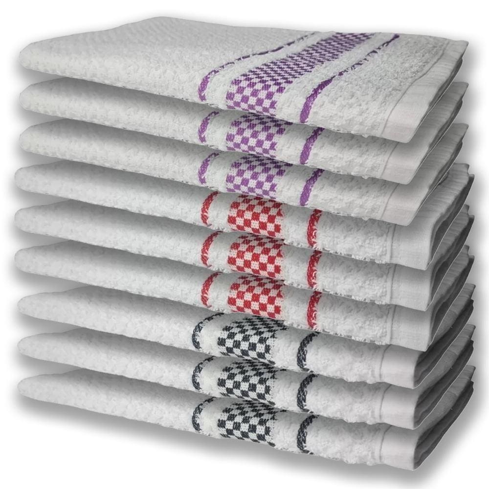 9 Panos De Prato Atoalhado Felpudo Preto Vermelho e Roxo