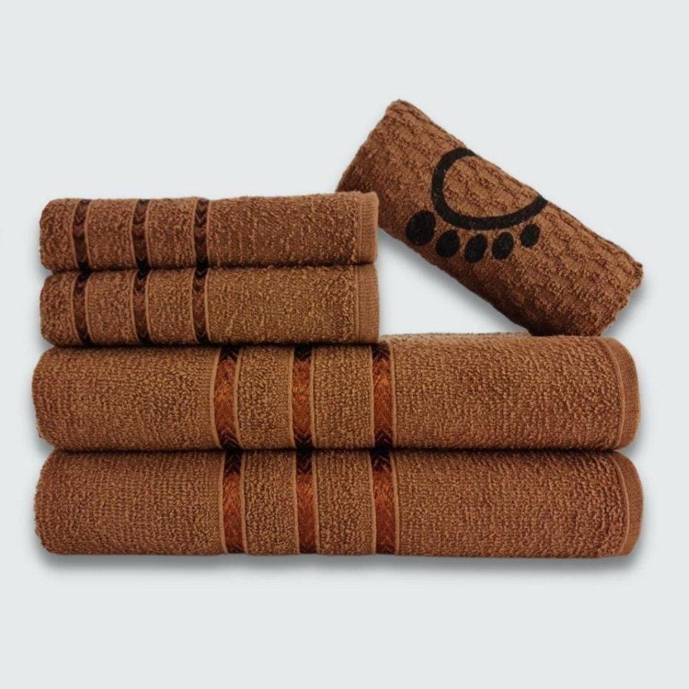 Jogo De Toalha Banho 5 Peças Viena Marrom