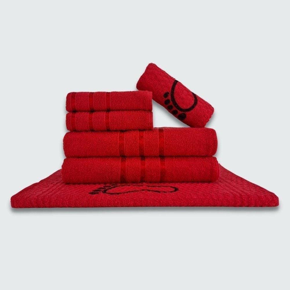 Jogo De Toalha Banho 6 Peças Viena Vermelho