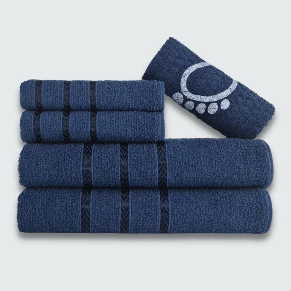 Jogo De Toalha Banho 5 Peças Viena Azul