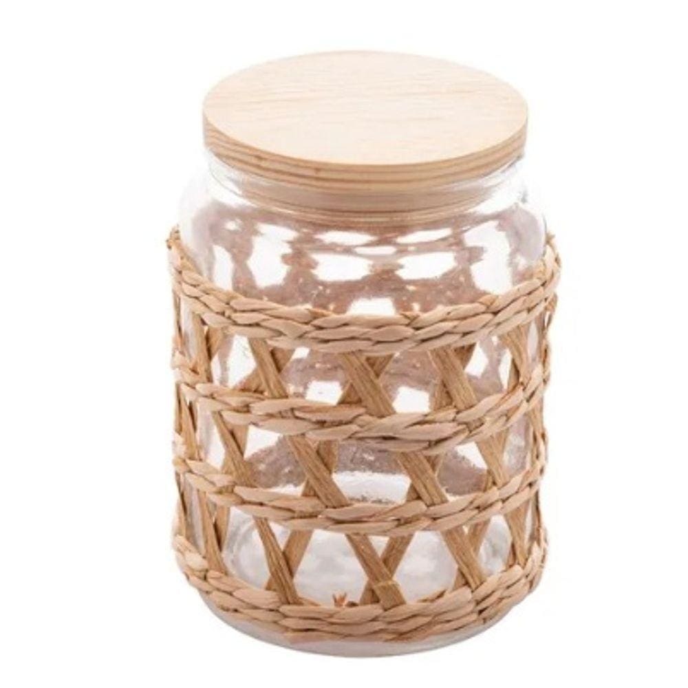 Pote De Vidro Borossilicato C/tampa Em Madeira Sisal 750ml