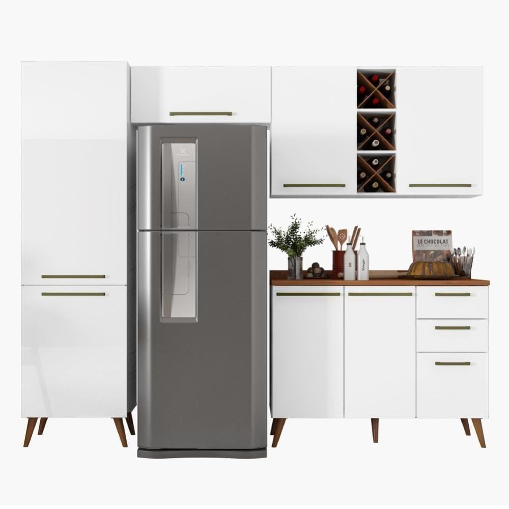 Armário De Cozinha 7 Portas 3 Gavetas Branco/Nature