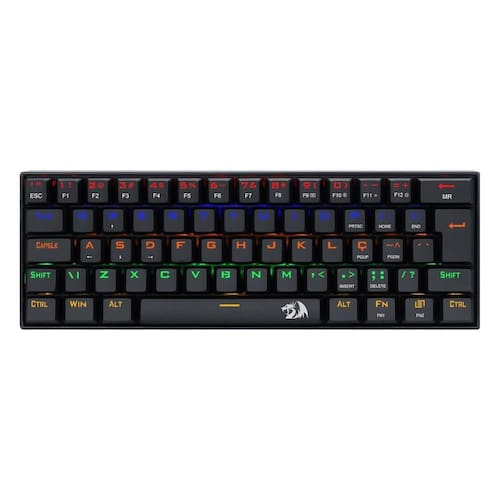 Teclado Mecanico Usb Gamer Lakshmi Rainbow Switch Blue Redragon K606r Preto