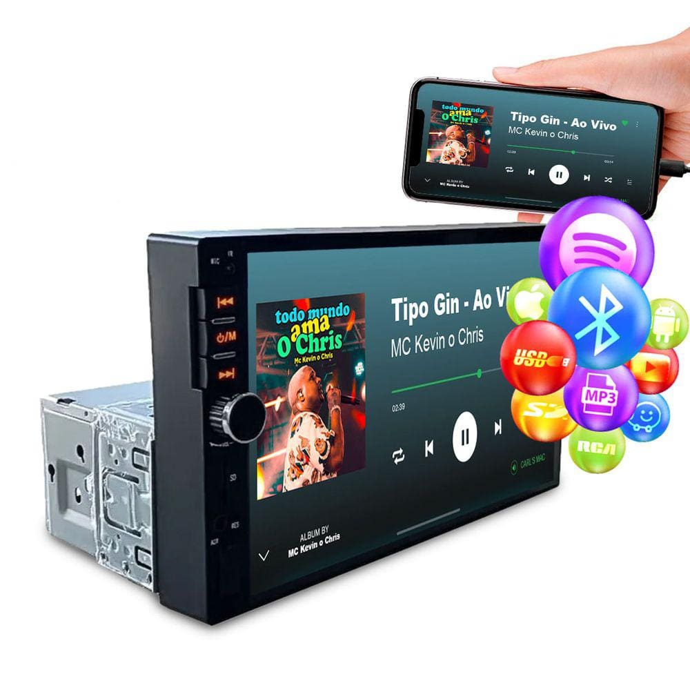 Central Multimídia Mp5 Player First Option 7 Pol 1 Din 2 Din