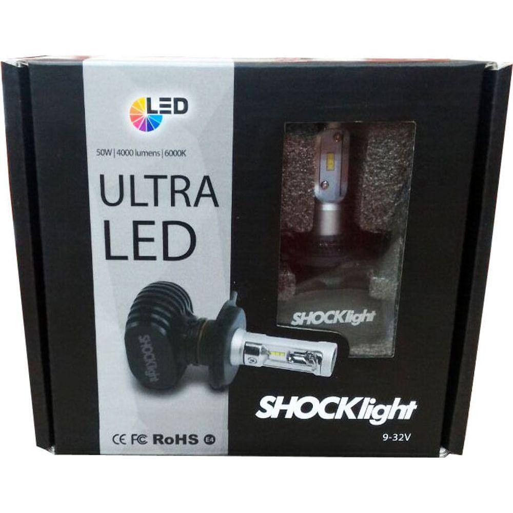 Kit Lâmpada Farol De Led Ultra Led H7 Shocklight 8000 Lumens