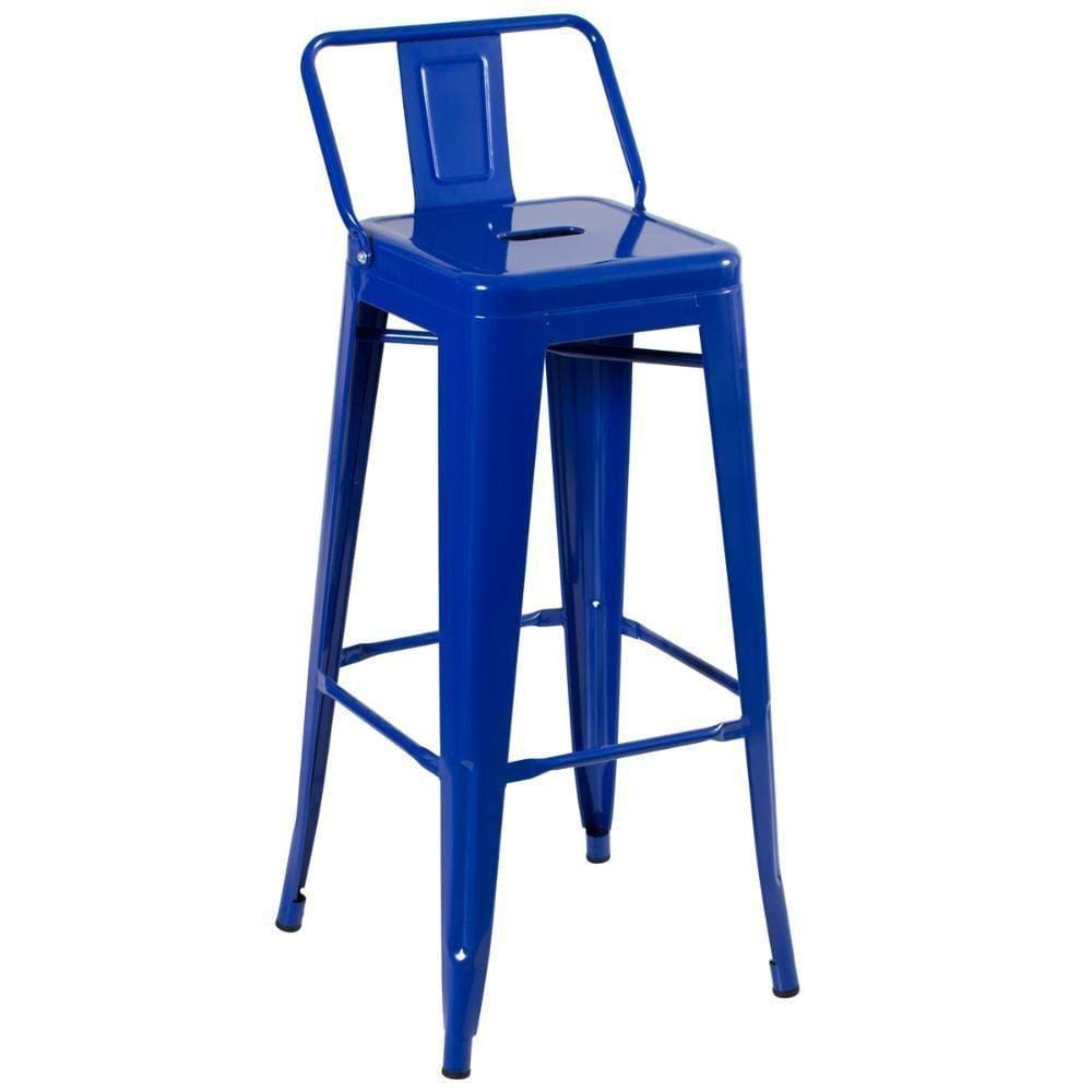 Banqueta Alta Com Encosto 76 Cm Azul Escuro