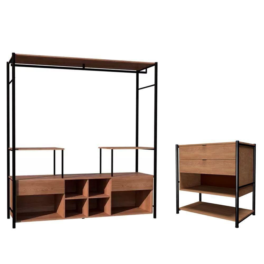 Guarda Roupa P/ Closet E Comoda Com 2 Gavetas Preto