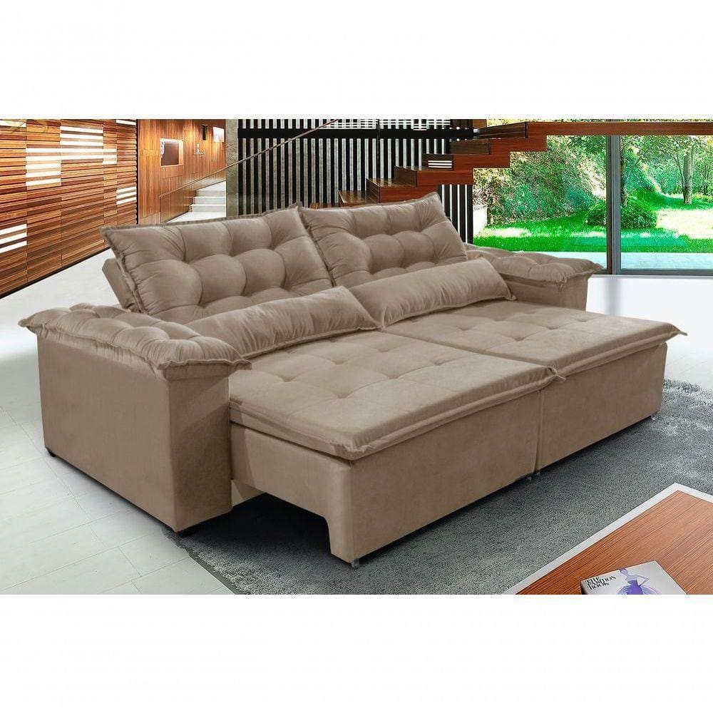 Sofá Veneza 200cm Retrátil Com Molas Castor - Ws