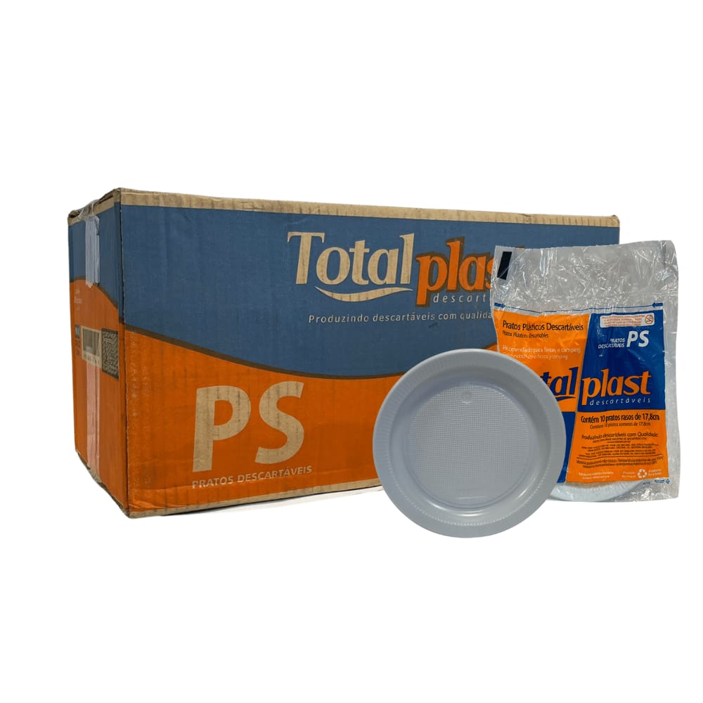 Prato Raso 18cm Branco para Refeição Totalplast com 500 unidades