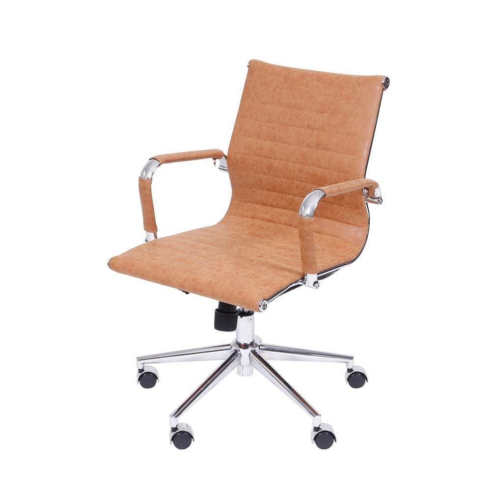Cadeira De Escritorio Eames - Pu Castanho Retrô