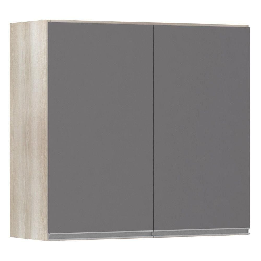 Armário Luciane 80cm 2 Portas Lis Legno Crema C/Cinza Puro