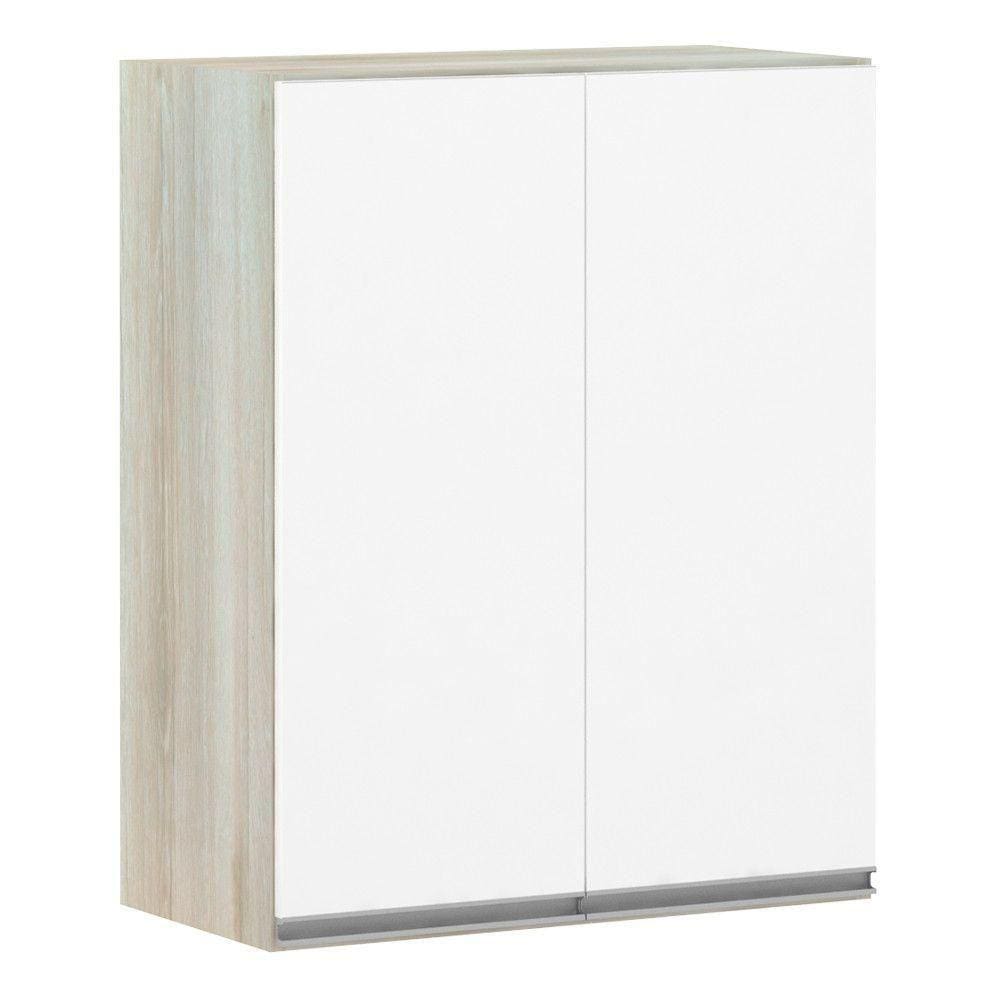 Armário Para Cozinha 60cm 2 Portas Lis Legno Crema C/Branco