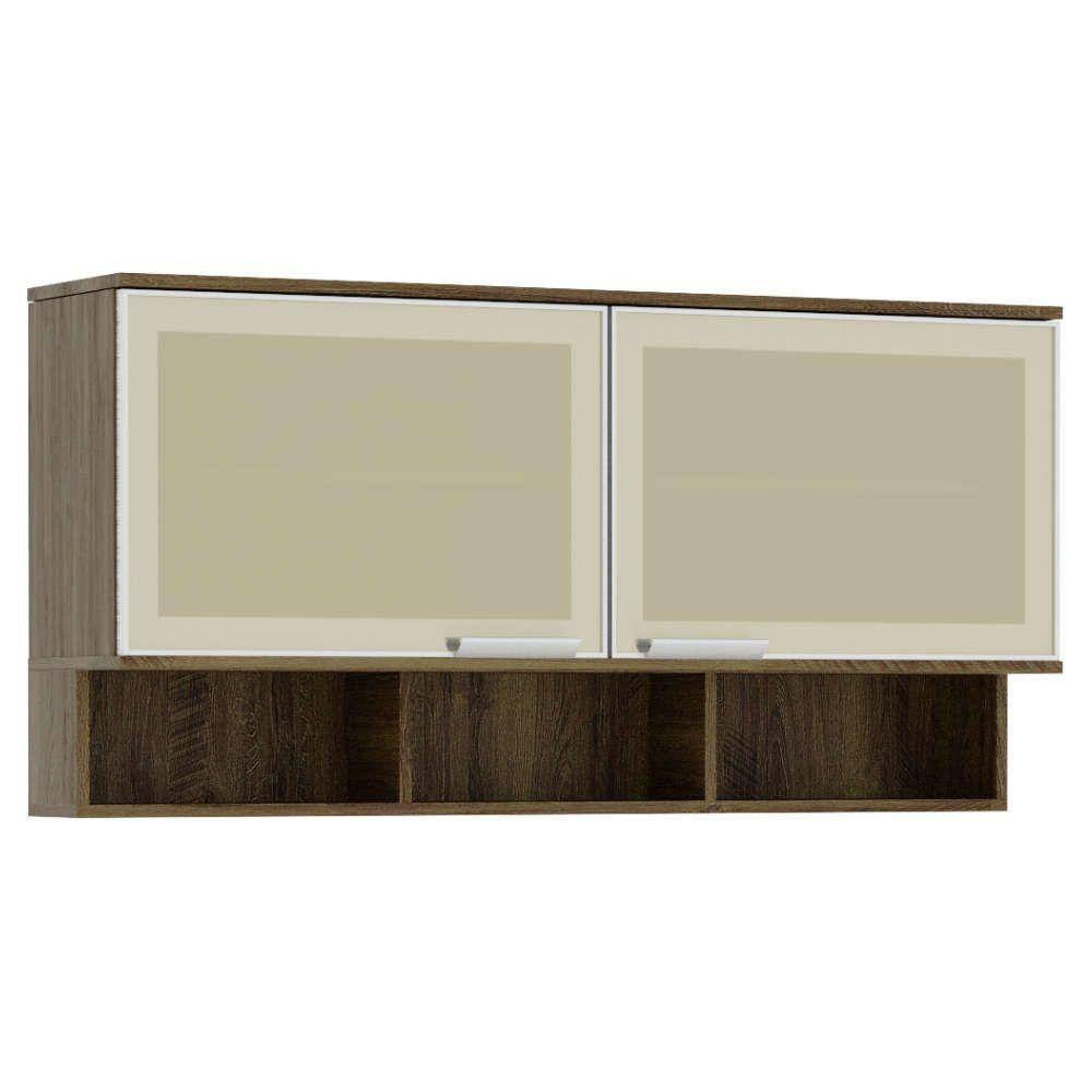 Armário Aéreo 120cm 2 Portas Vidro Reflecta Bronze C/Nicho