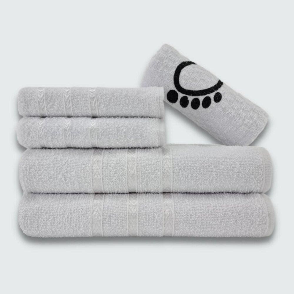 Jogo De Toalha Banho 5 Peças Viena Branco