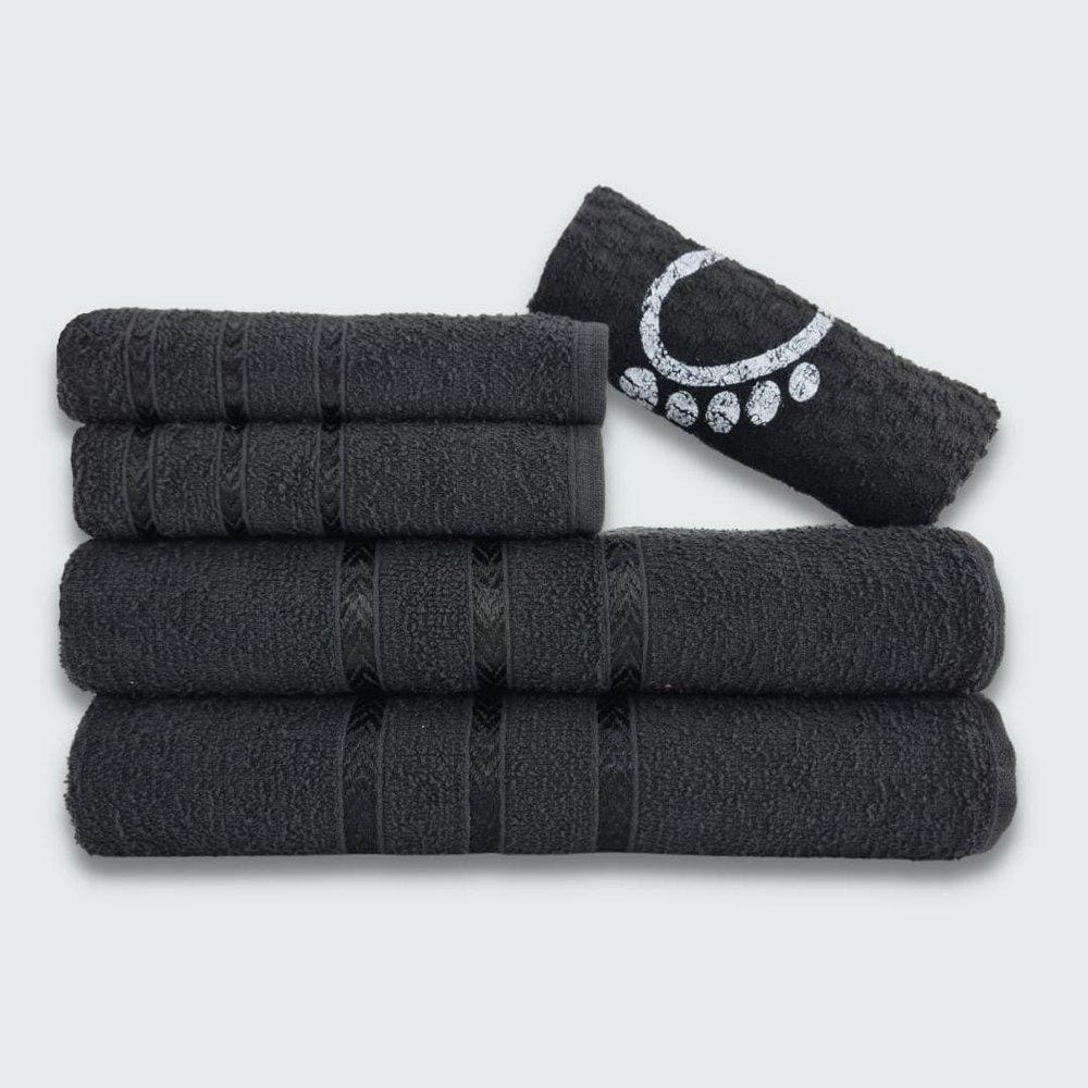 Jogo De Toalha Banho 5 Peças Viena Preto
