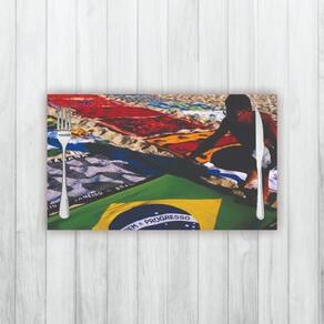 Jogo Americano 2 Un Retangular Neoprene Bola Futebol Brasil