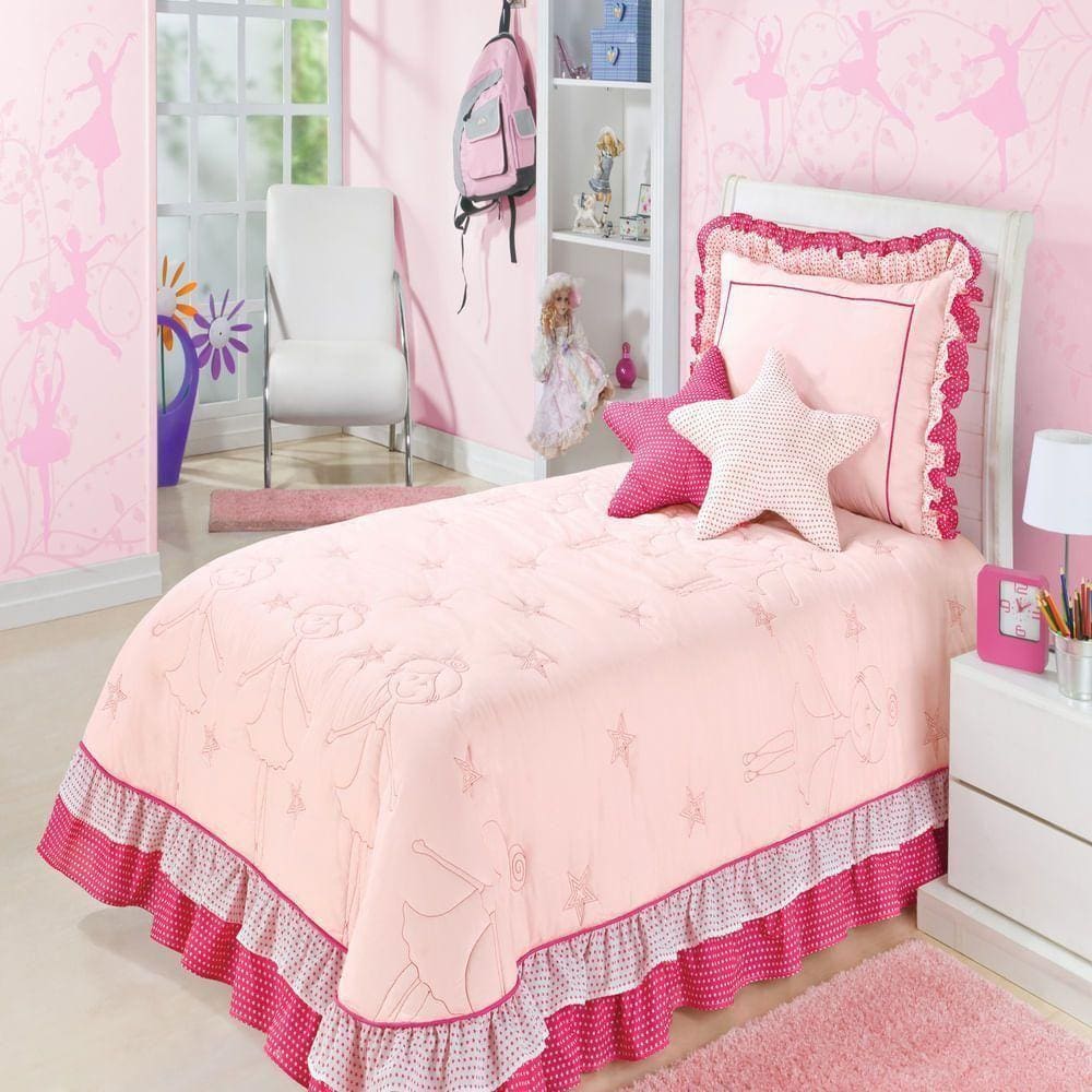 Cobre Leito Solteiro Bailarina Pink 4pçs