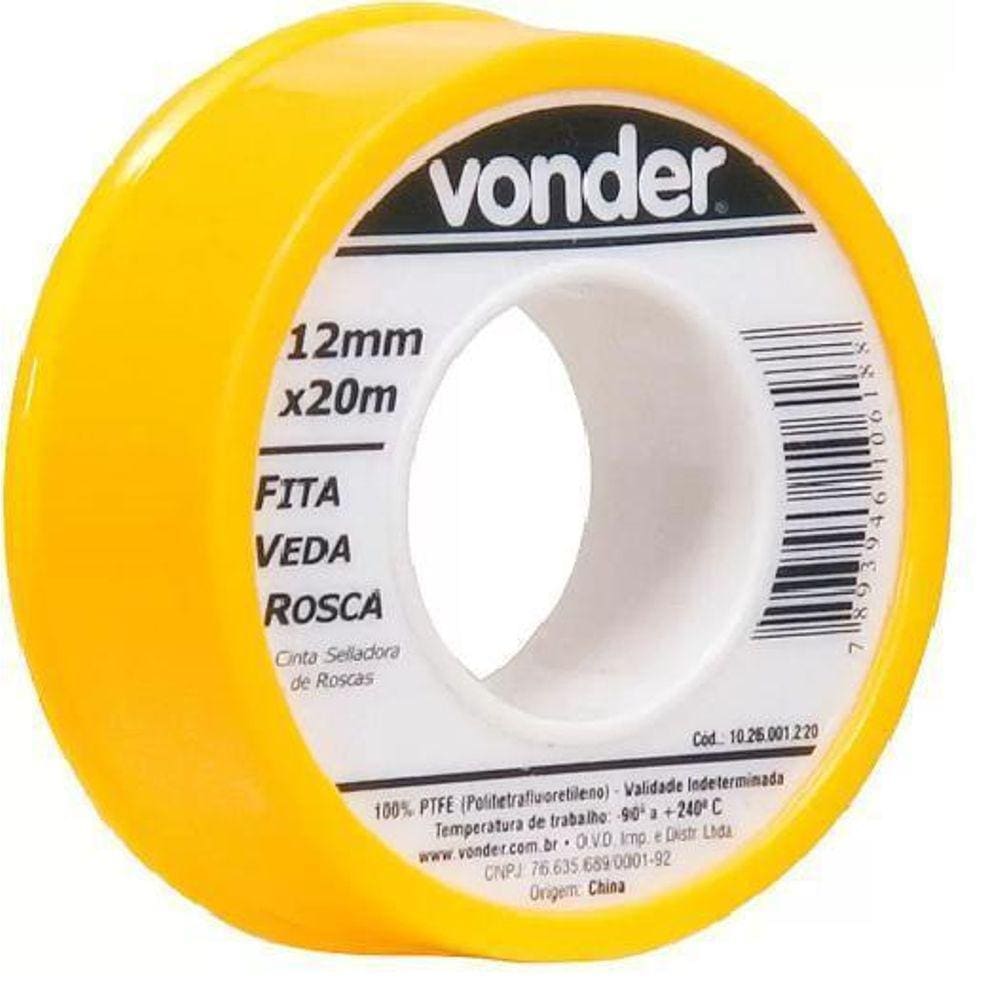 Fita Veda Rosca 12Mmx20M Ptfe Teflon - Vonder