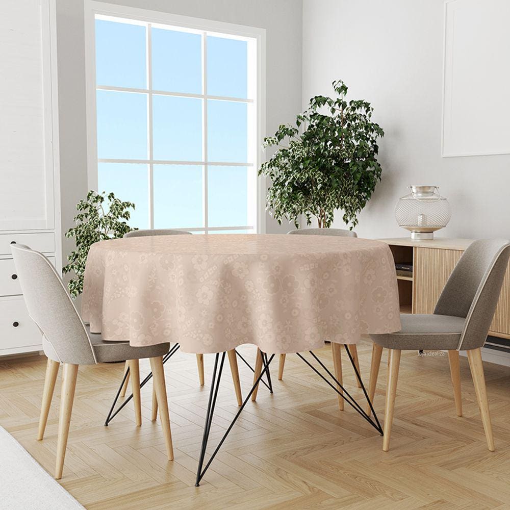 Toalha Mesa Plástica Térmica Floral Bg 4 lugares Redonda