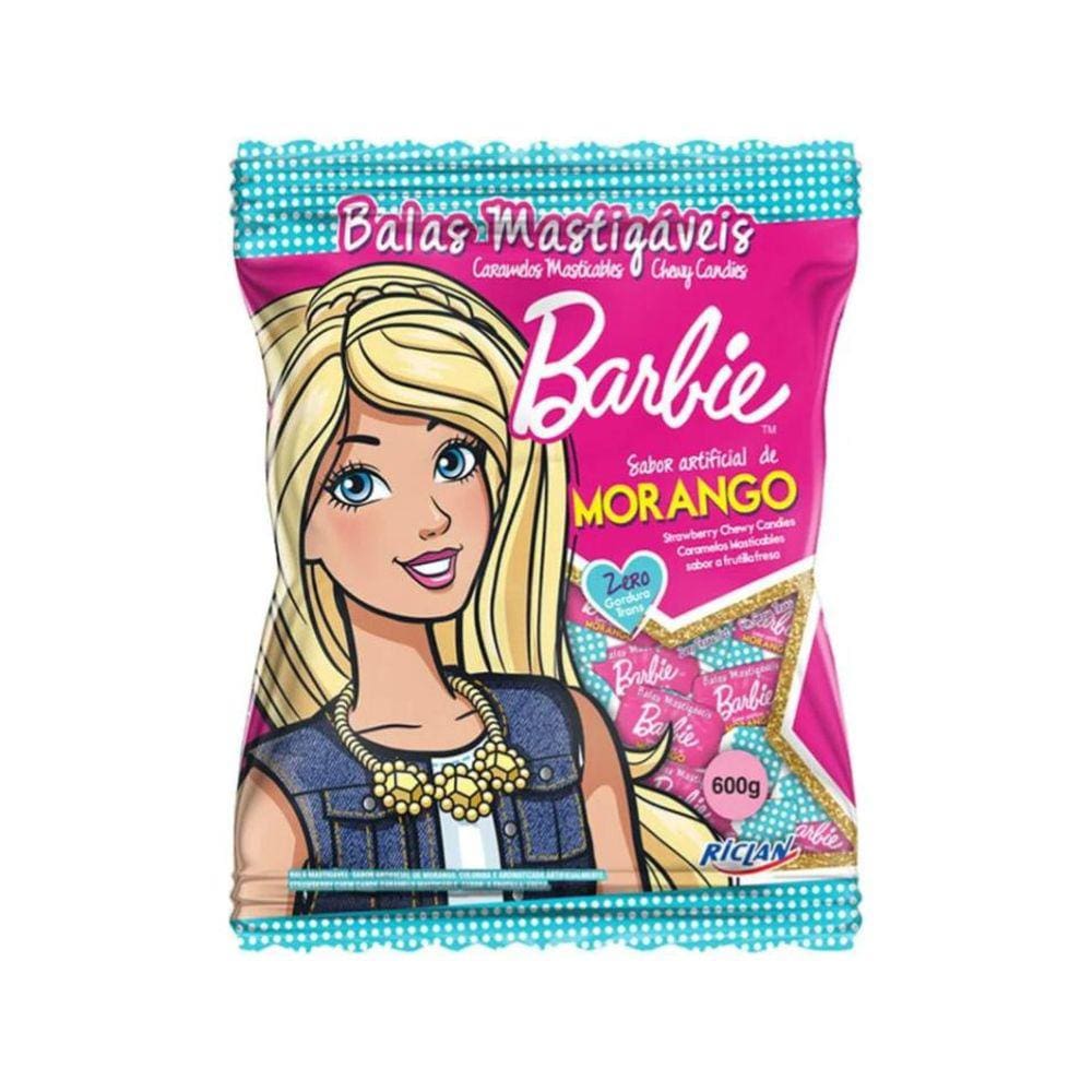 Bala Barbie Morango Mastigável Pacote 600g - Riclan