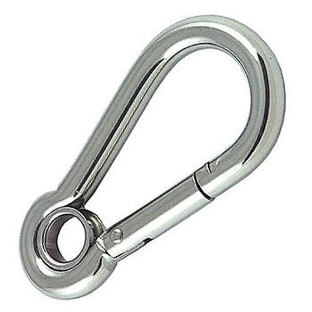 Mosquetão Inox Trava Automática 4Mm X 40Mm Com Olhal