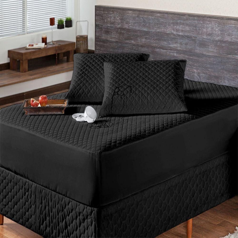 Protetor De Colchão Impermeável Matelado Casal Preto