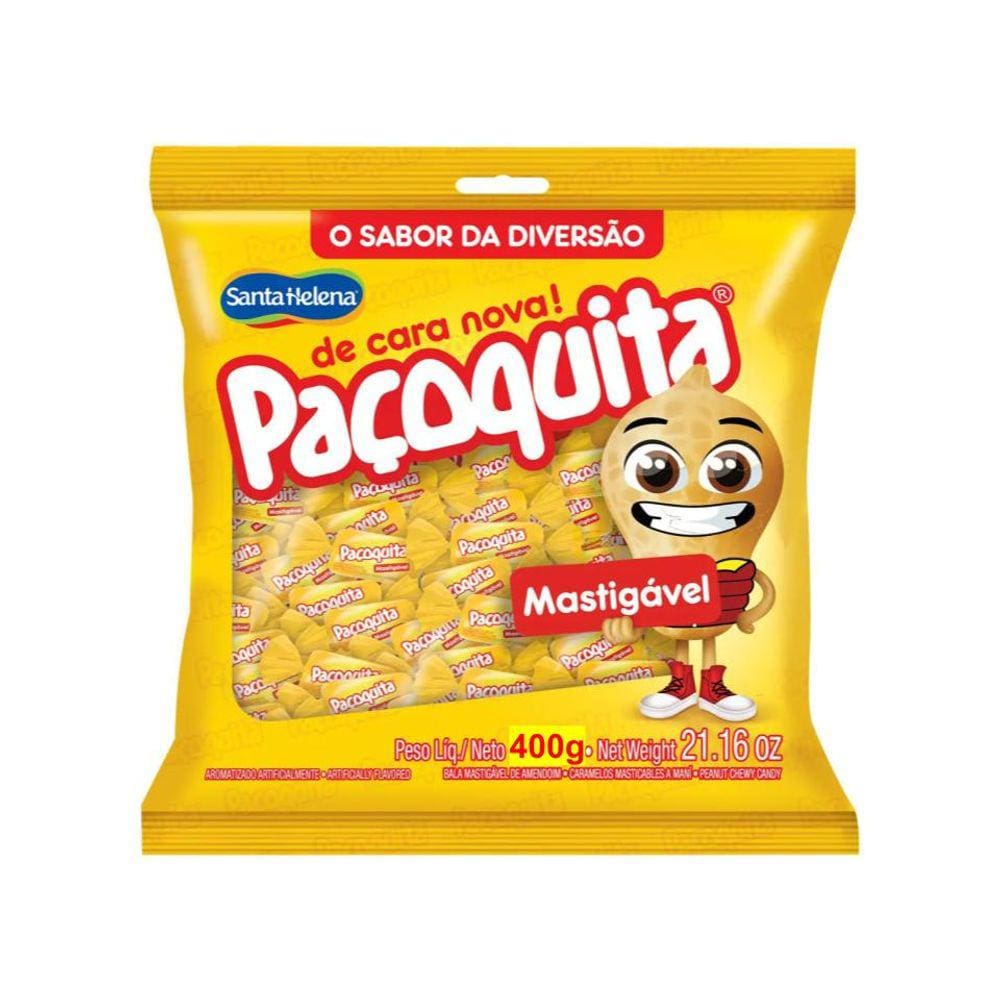 Bala Paçoquita Mastigável Amedoim Santa Helena Pacote 400g