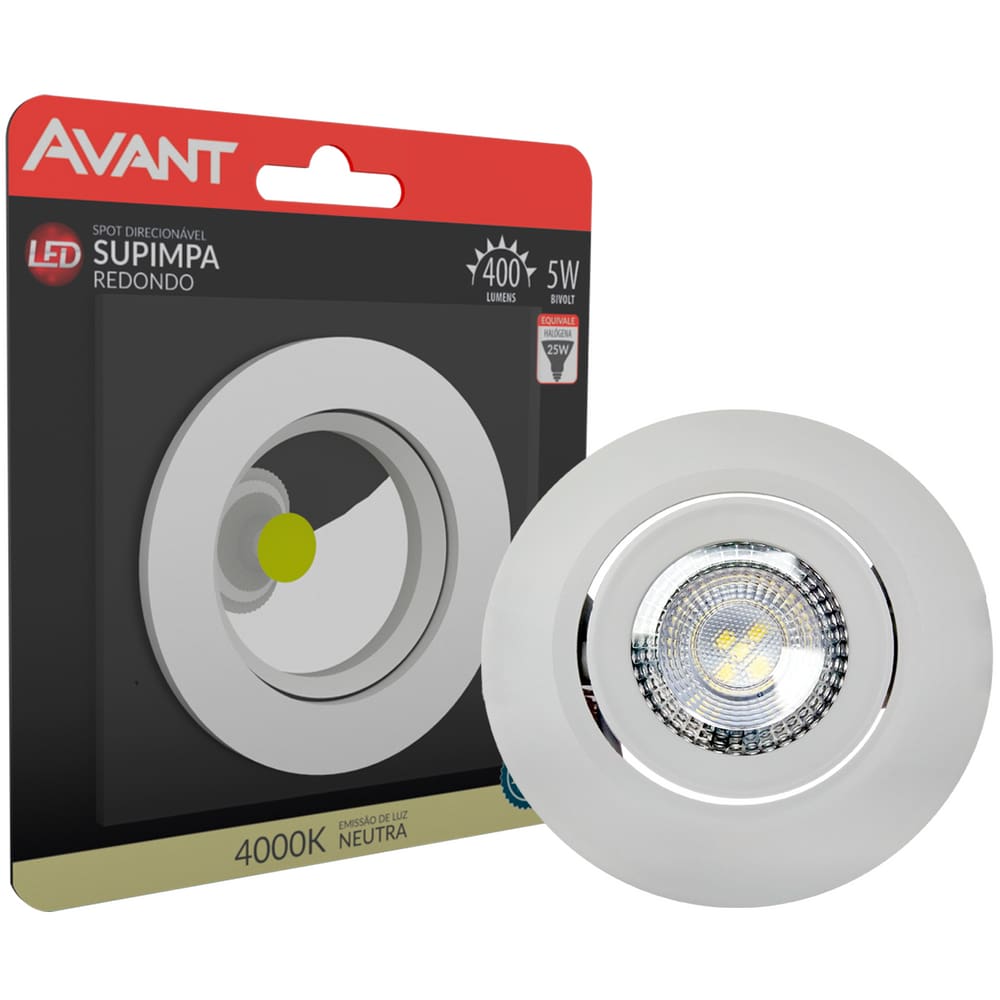 Spot Redondo Embutir 5w Branco Neutro 4000k Sanca Gesso