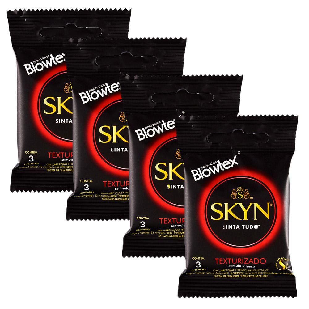 Kit 4 Pacotes Preservativo SKYN Texturizado C/ 3 Unidades Cada