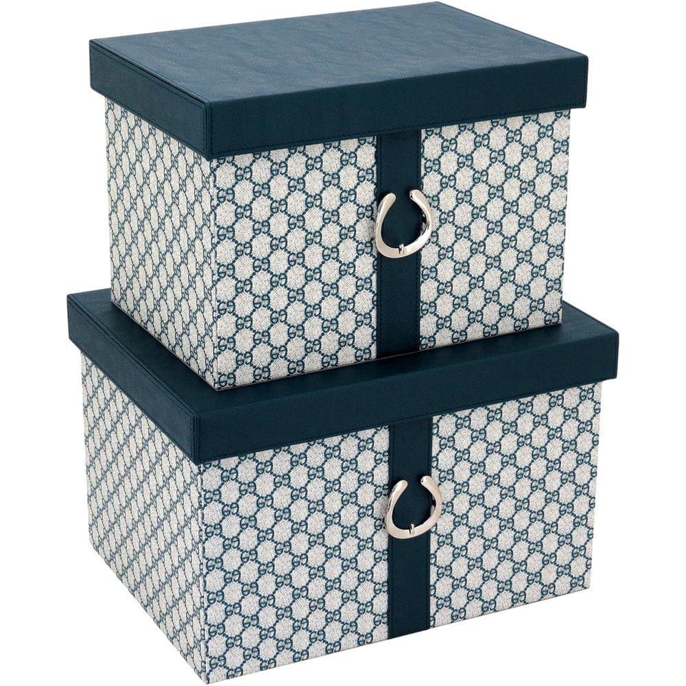 HOME&CO SATURNO CAIXA ORGANIZADORA SINTÉTICO AZUL 2PÇ