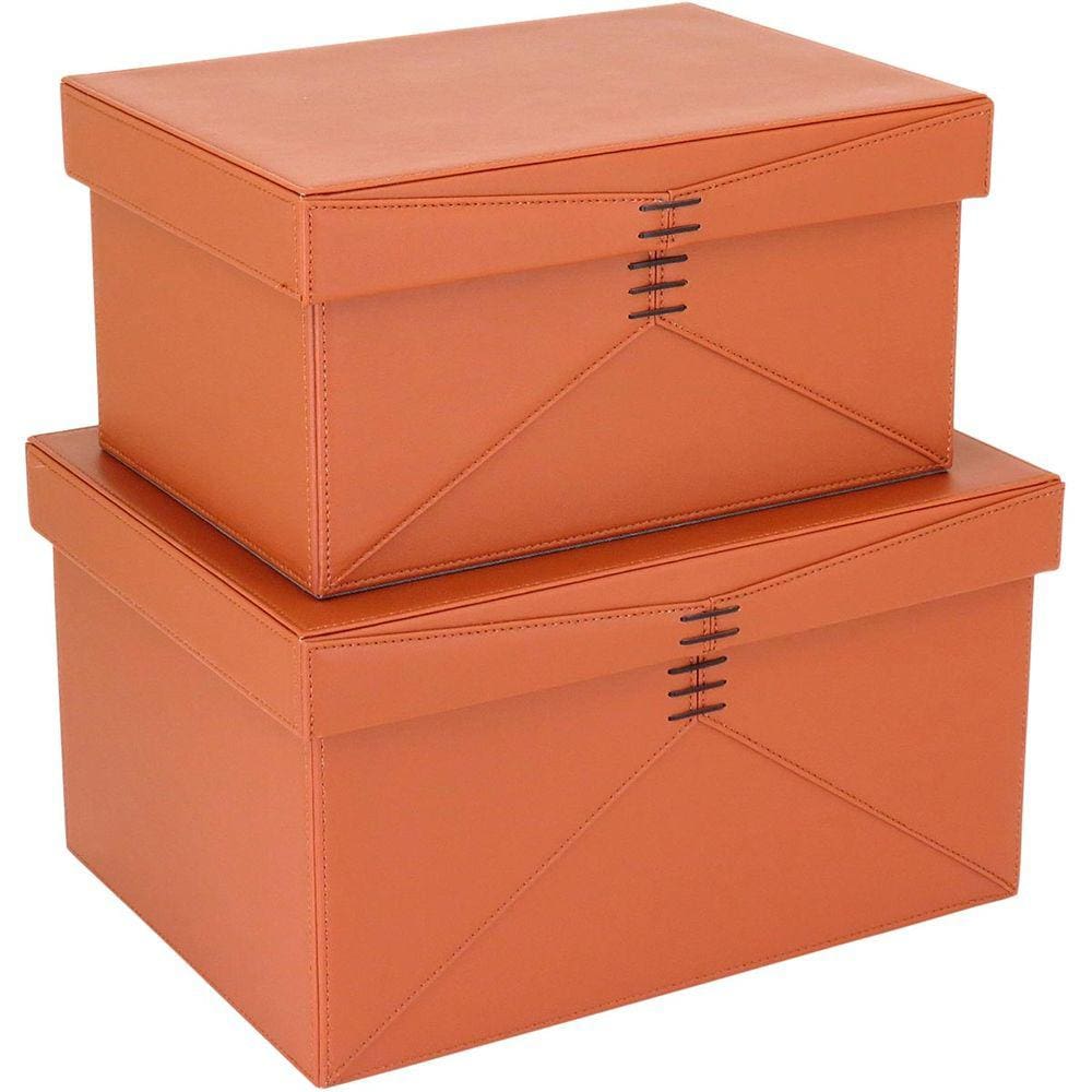 HOME&CO JUPTER CAIXA ORGANIZADORA SINTÉTICO MARROM 2PÇ