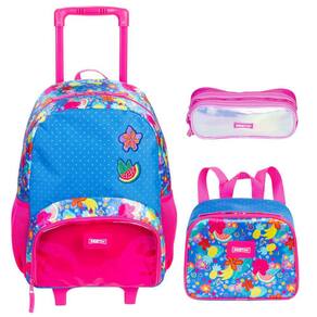 Kit Mochila Infantil Esoclar Rodinha Gatinho Glitter Yepp - Kit