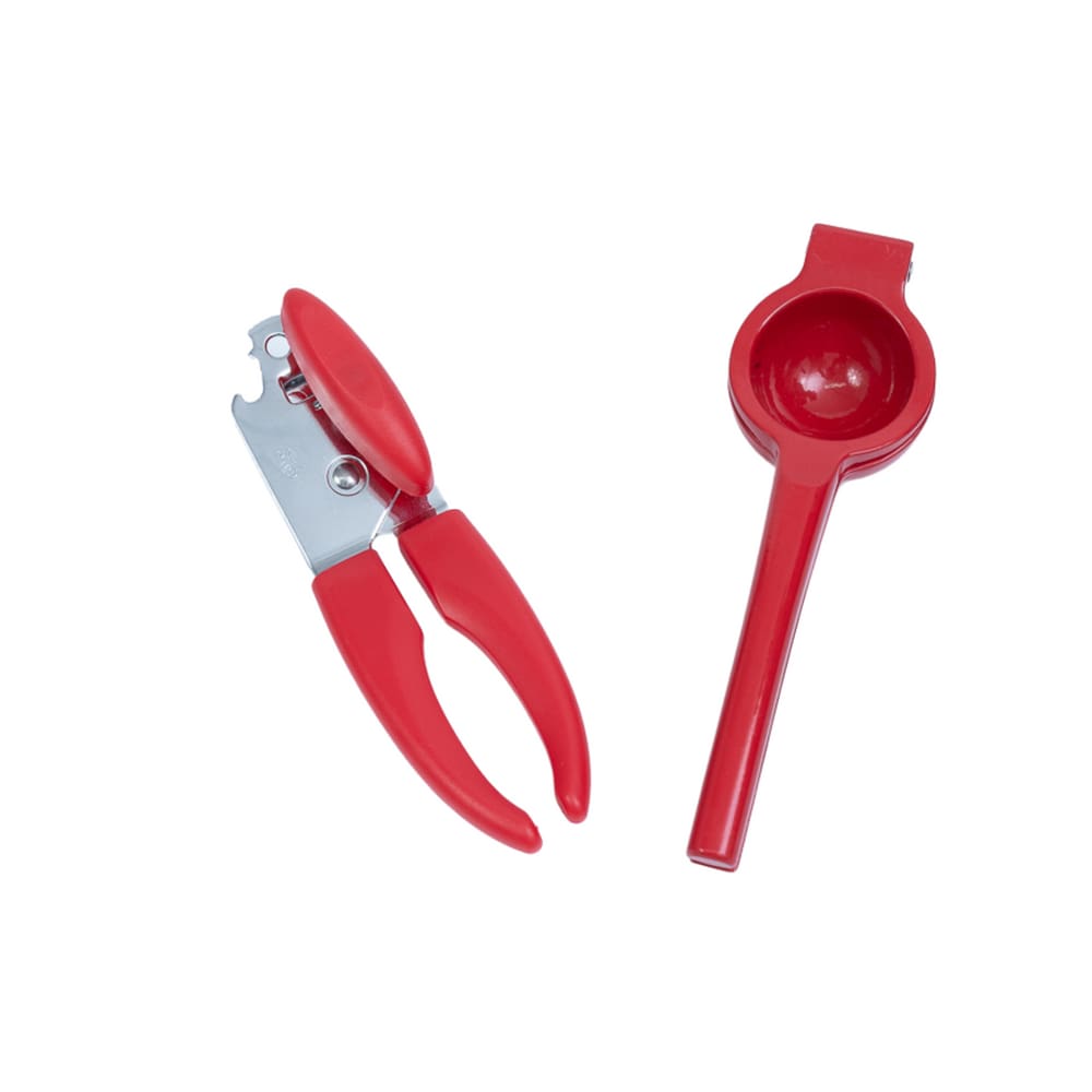 Kit abridor de lata espremedor de limão 2 pç vermelho– Oikos