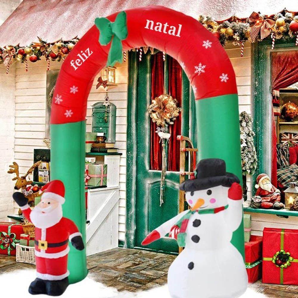 Arco Inflavel Feliz Natal Papai Noel Boneco Neve 2,40M