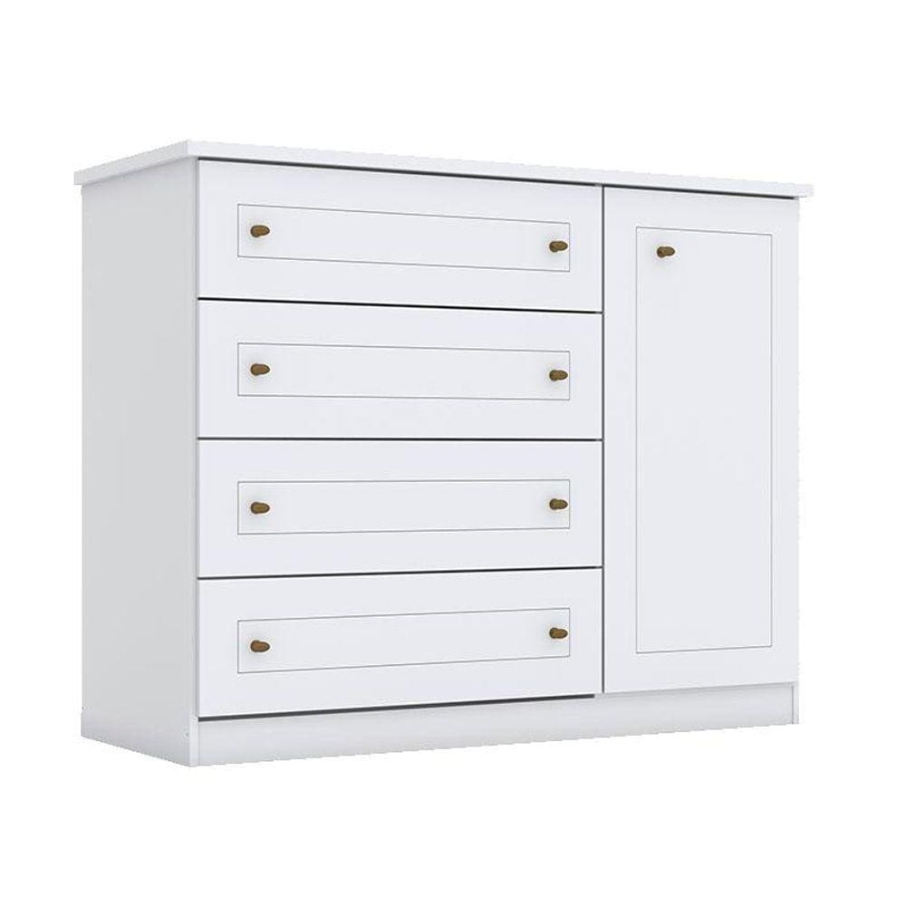 Berço Montessoriano e Cômoda Infantil Americano Branco HP - Henn