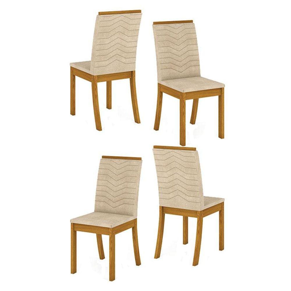 Cadeira para Mesa de Jantar Dina Kit 04 Peças Linho - Henn