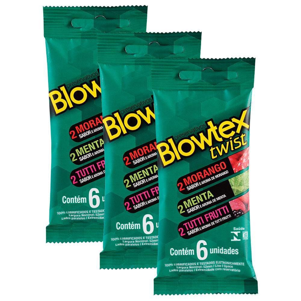 Kit 3 Pacotes Preservativo Blowtex Twist C/ 6 Unidades Cada