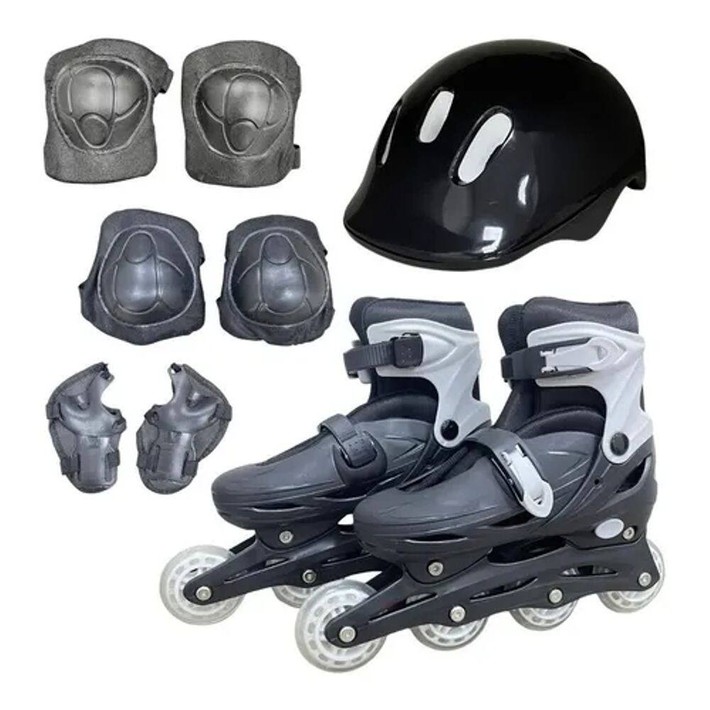 Patins Roller Skate 4 Rodas Ajustáveis Azul/branco Tam.30 a 33