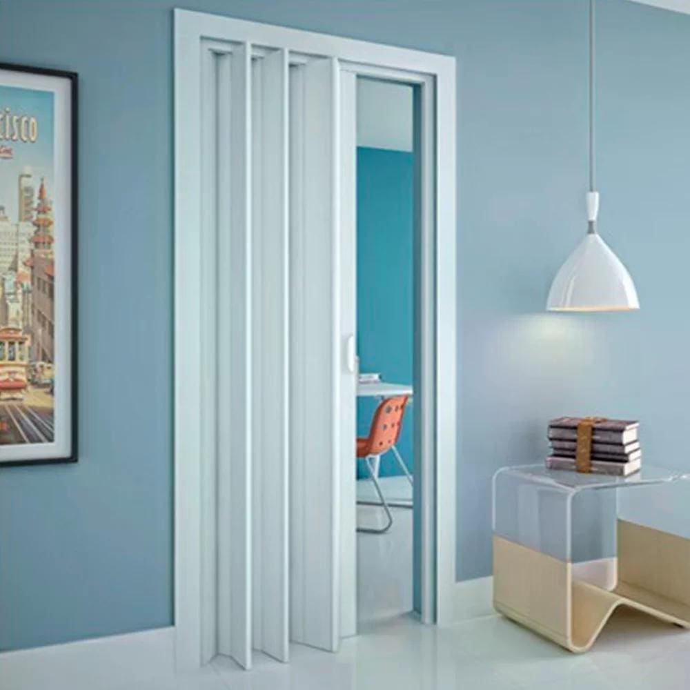 Porta Quarto Sala Sanfonada De Pvc 210x60cm Branco Fortlev