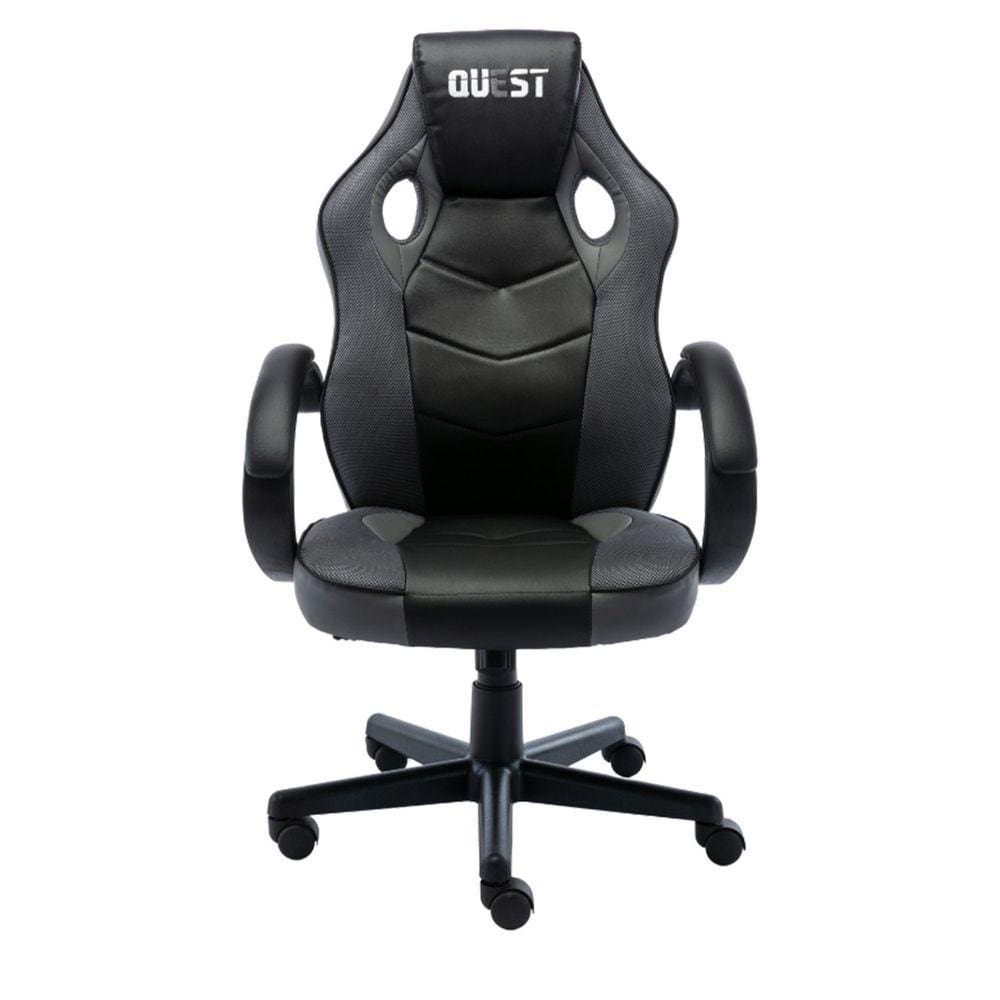 Cadeira Giratória em Couro Quest Fratini Móveis Preto/Cinza