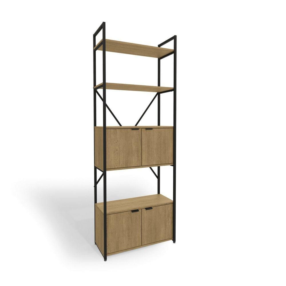 Estante Alta com Porta Kappesberg Freijó/Preto Fosco