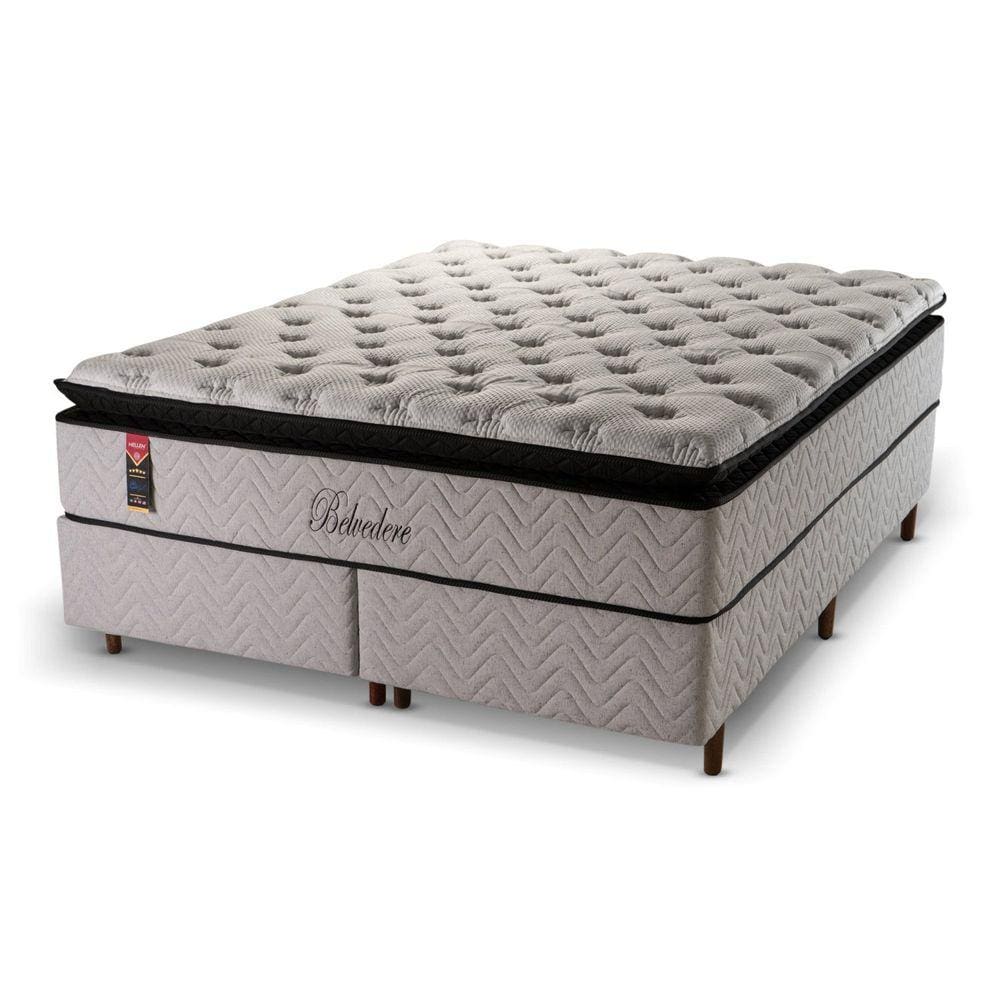 Cama Box Queen Molas Ensacadas 158x198x74cm Belvedere Hellen Colchões Cinza
