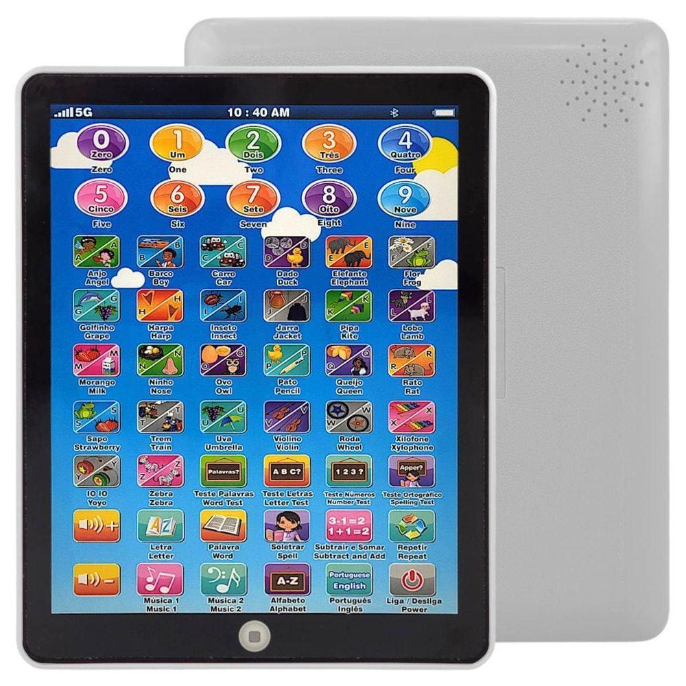 Brinquedo Educativo Interativo Tablet Bilíngue - Branco