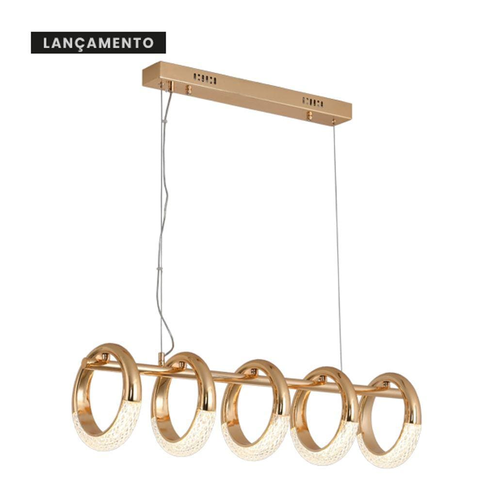 Pendente Diamond 80X21x21- Cristal E Metal Rose Gold