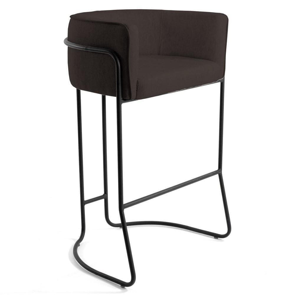 Banqueta Base Aço Preto Betina C-34 Corano Marrom - Domi