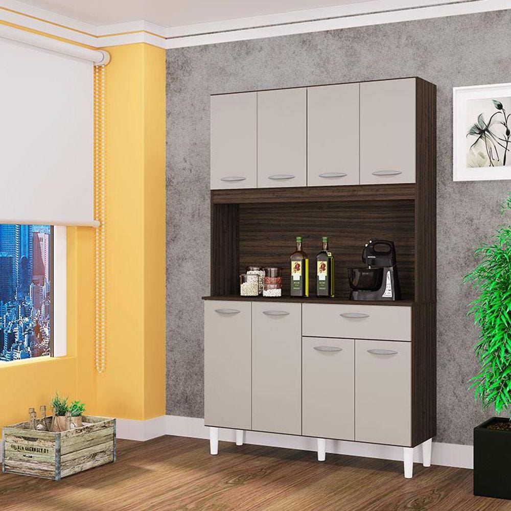 Cozinha Ambiente Kit Cassia 8 Portas Chocolate | Extra