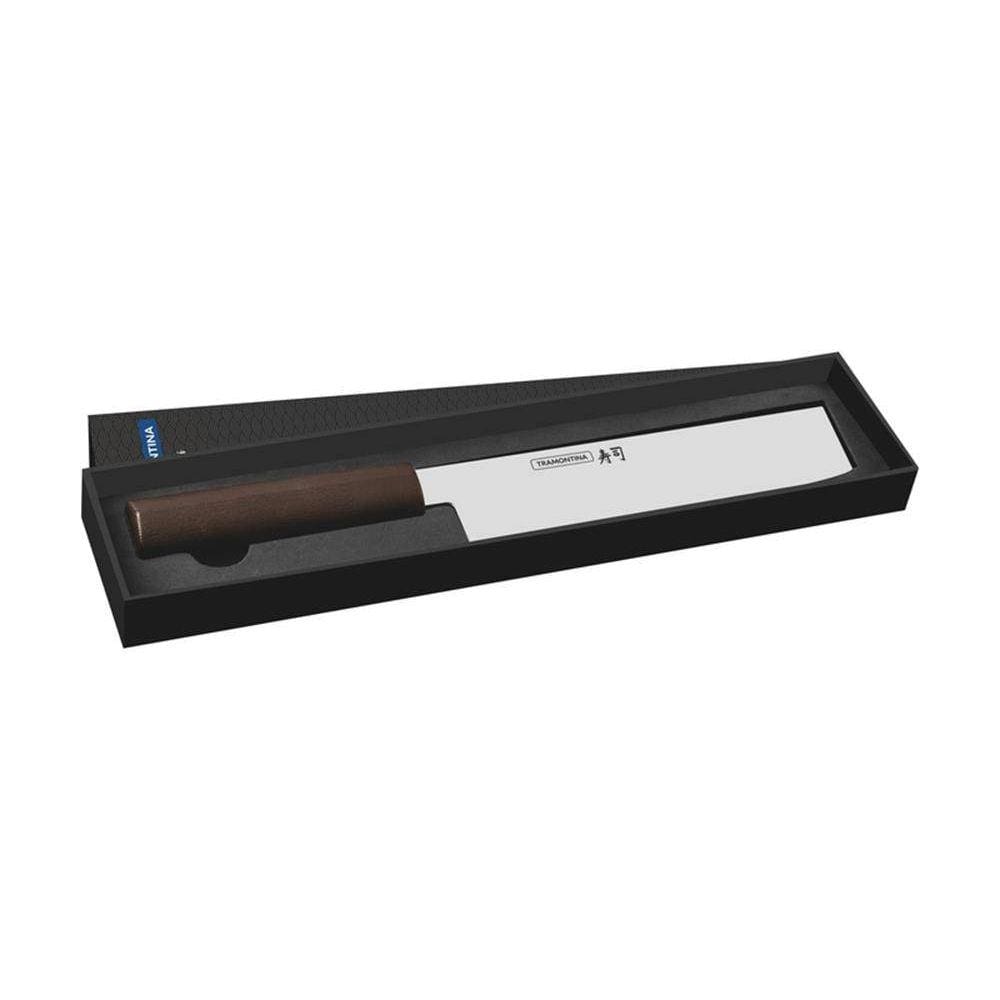 Faca Nakiri 7 Sushi Silver Marrom Lamina De Aco Inox E Cabo De Nylon Tramontina