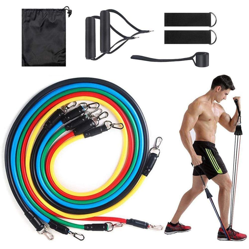 Kit Elástico Extensor 11 Itens Musculação Funcional