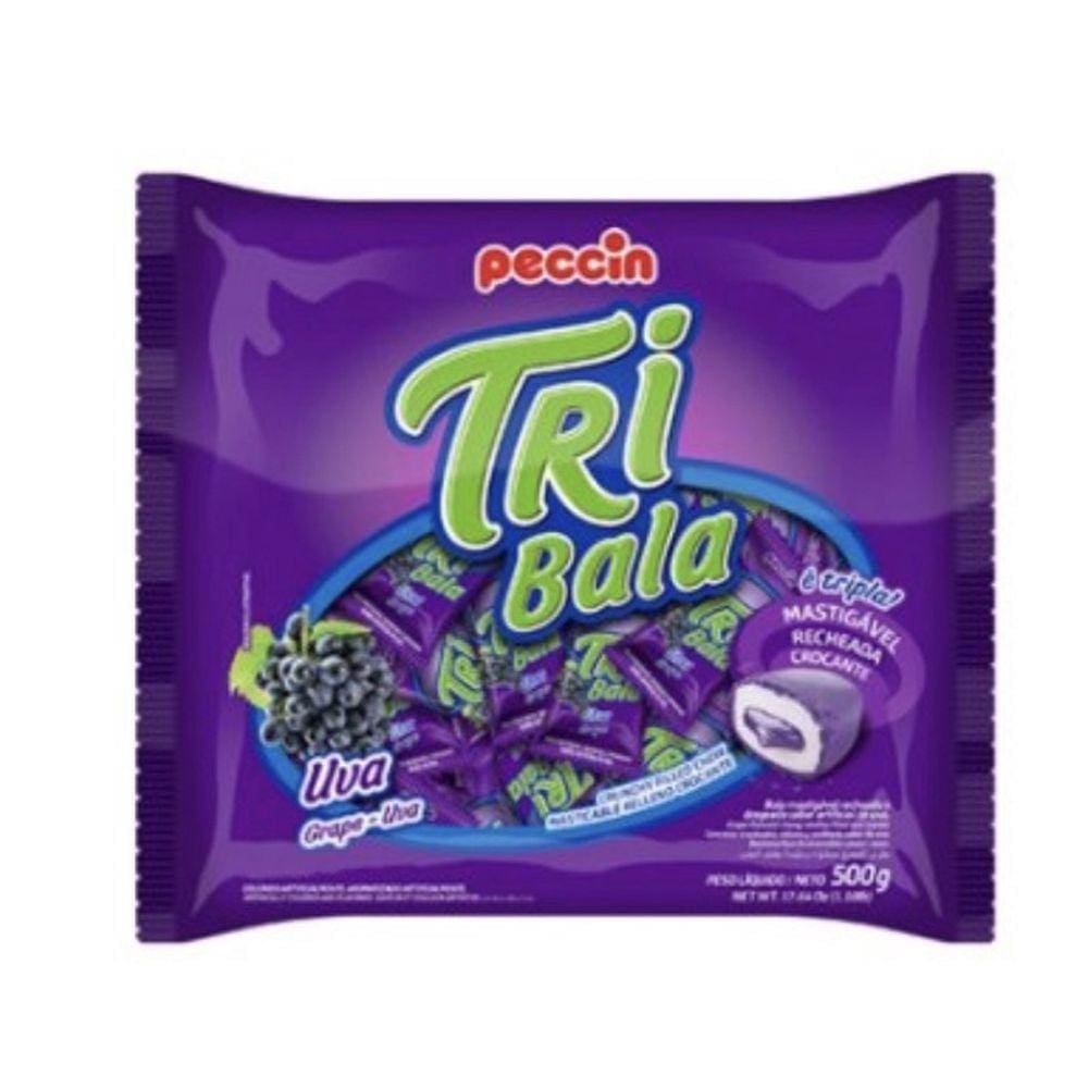 Bala Recheada Tribala Uva Pacote 500g