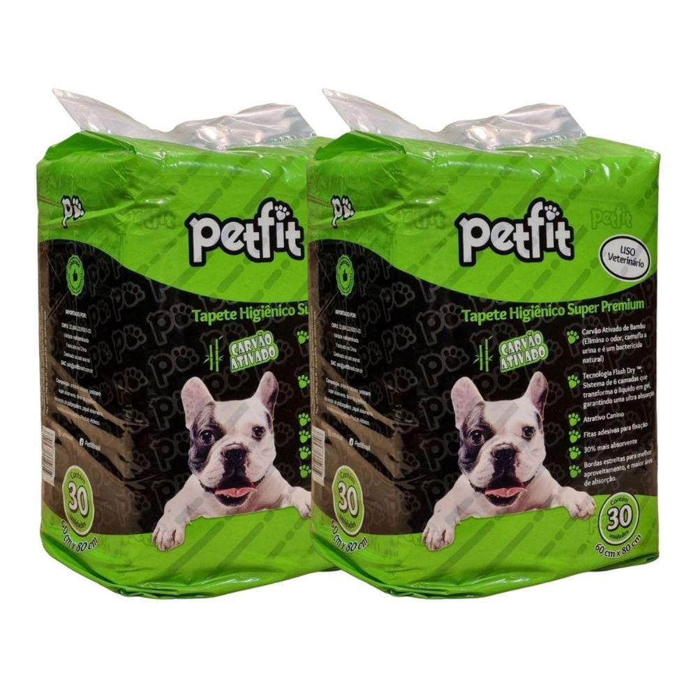 Tapete Higiênico Pet Para Cães Com Carvão Ativado de Bambu Kit 2x 60x80 cm Super Absorvente Premium Descartável